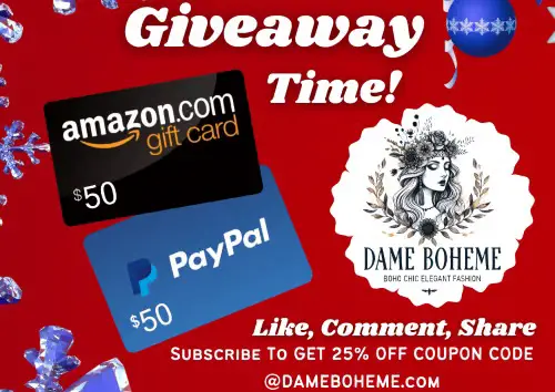 Win Dame Boheme Amazon or PayPal Gift Card December Giveaway