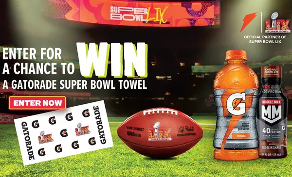 Win 2025 Gatorade® Superbowl LVIII Sideline Towel Sweepstakes