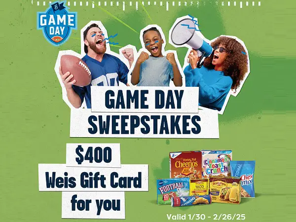 Weis Market Game Day Sweepstakes: Win $400 in Free Gift Cards! (12 Winners)