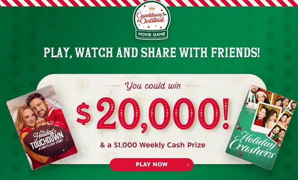 Hallmark Channel Christmas Movie Game Sweepstakes: Win Cash Up To $20,000!