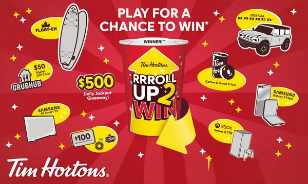 Tim Hortons Roll Up To Instant Win Game Sweepstakes (600K+ Winners)