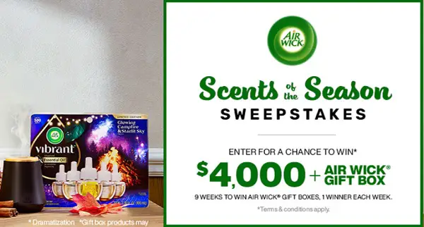 HGTV.Com Air Wick’s Scents of the Season Sweepstakes: Win $4000 Cash and Air Wick Gift Box