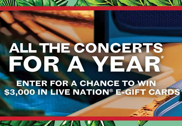 Bacardi $3000 Free Live Nation Concert Gift Card Giveaway (5 Winners)