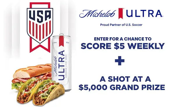 Michelob Ultra Food $29,000 Free Cash Giveaway: Win up to $5,000 (Weekly Prizes)