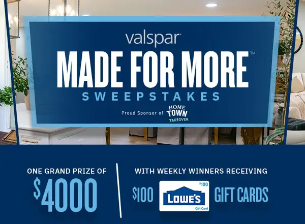 HGTV.com Valspar Made for More Sweepstakes: Win $4000 Cash!