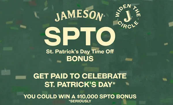 Jameson ST. Patrick's Day Cash Giveaway: Win $10,000 Cash Prize