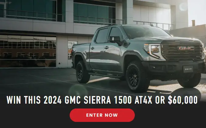 One Country GMC Truck Sweepstakes: Win 2024 GMC Sierra 1500 AT4X or $60,000!