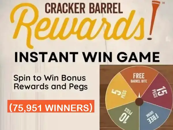 Cracker Barrel Rewards Instant Win Game Giveaway (75000+ Winners)