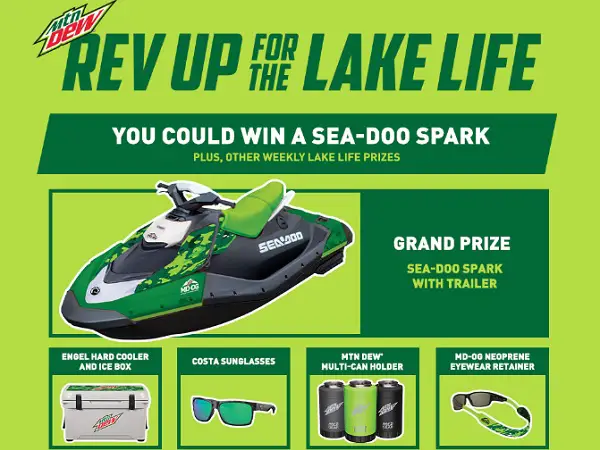 MTN Dew Outdoor Sweepstakes: Win Sea-Doo Spark or Weekly Prizes (385 Winners)