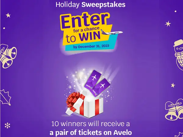 Avelo Air 2023 Holiday Sweepstakes: Win Two Round Trip Tickets! (10 Winners)