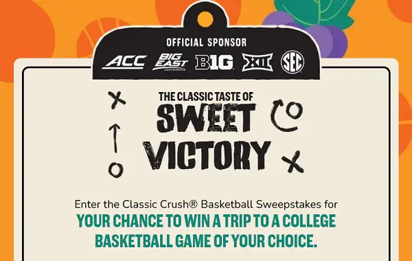 Classic Crush Basketball Sweepstakes: Win a Trip to College Basketball Game Or Instant Win Prizes!