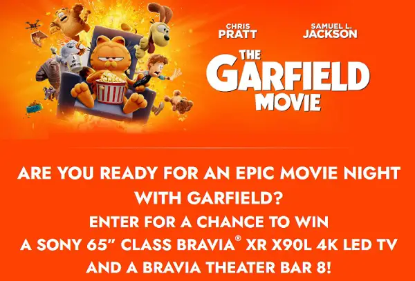 Sony Pictures the Garfield Movie Sweepstakes: Win Sony Bravia TV and Home Theater!