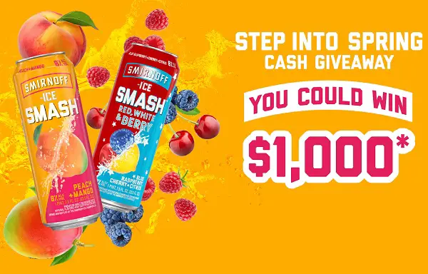 Smirnoff Step into Spring Giveaway: Win $100 or $1000 Free Gift Cards! (60 Winners)