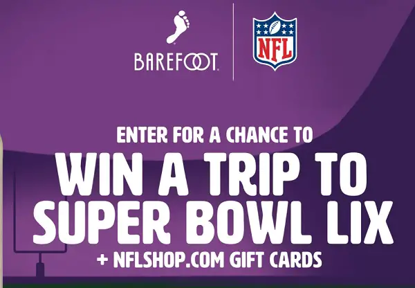 Barefoot Wine NFL Sweeps: Win Trip to Super Bowl LIX or NFLShop.com Gift Card