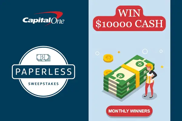 Capital One Paperless Sweepstakes: Win $10000 Cash (Monthly Winners)