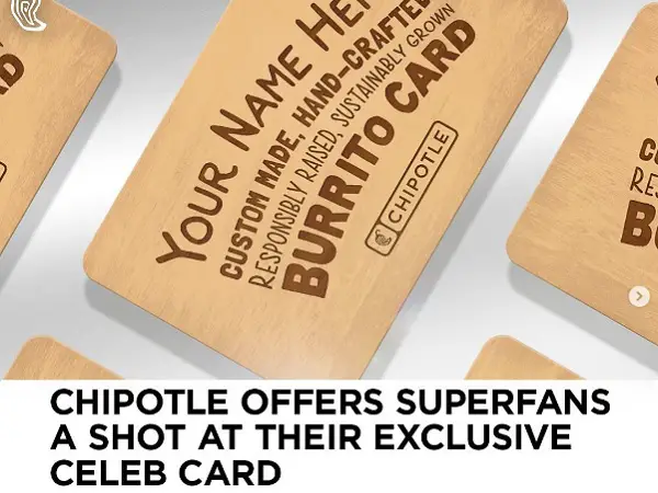 Chipotle's Celebrity Card Contest: Win Card to Enjoy Free Meal Every Day (5 Winners)