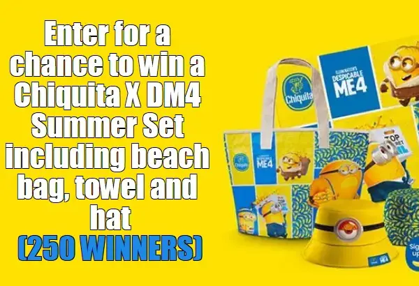 Chiquita Minions Despicable Me 4 Sweepstakes: Win Summer Set (250 Winners)