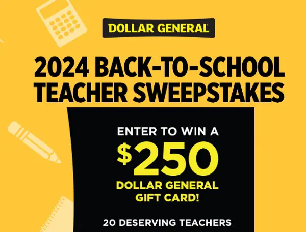 2024 Dollar General Back-to-School Giveaway: Win a $250 Gift Card (20 Winners)