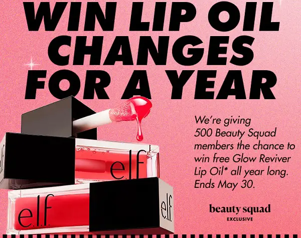 Elf Cosmetics Giveaway: Win Free Glow Reviver Lip Oil for a Year (500 Winners)