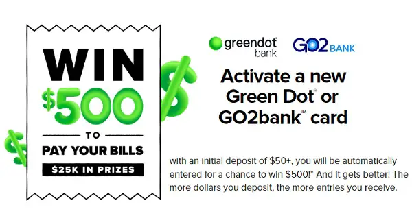 Green Dot Pay Your Bill Sweepstakes: Win $500 Cash (25 Winners)