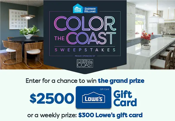 HGTV.com Color the Coast Giveaway: Win $2,500 Lowe's Gift Card!