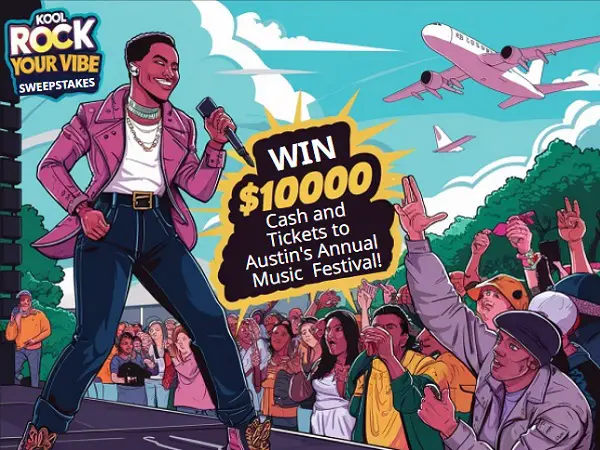 Kool Rock Your Vibe Giveaway: Win $10000 Cash and Austin Festival Ticket