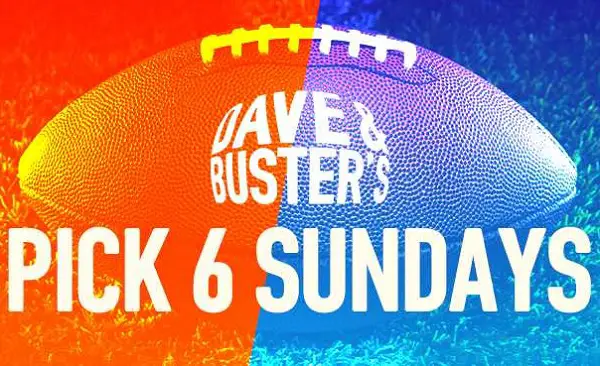 Dave & Buster’s Pick 6 Sundays Sweepstakes: Win Super Bowl LIX Trip or More! (164 Winners)