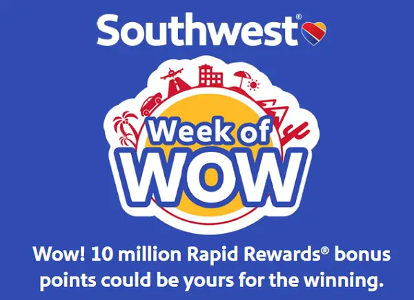 Southwest Wow Week October Sweepstakes: Win 10 Million Rapid Rewards Bonus Points