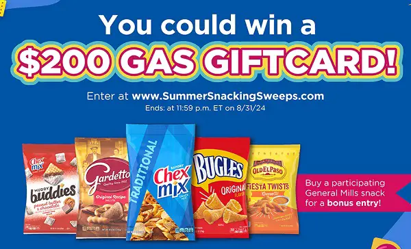 Summer Snacking Sweepstakes: Win $200 Gas Gift Card! (100 Winners)