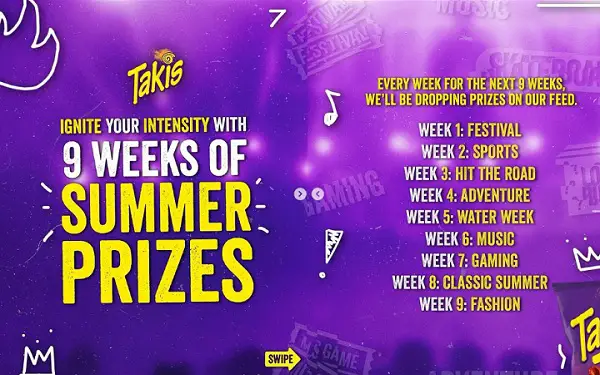 Takis Summer Giveaway: Win Best Summer Prizes Every Week!