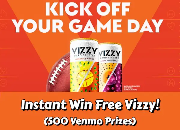 Vizzy Football Giveaway: Instant Win Free Venmo Cash Prizes up to $7,500