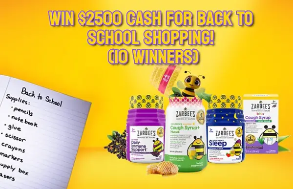 Zarbee’s From Our Hive To Yours Sweepstakes: Win $2500 Cash! (10 Winners)