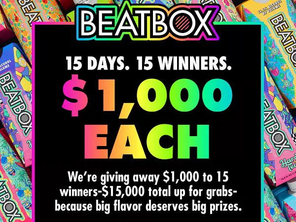 Beatbox Beverages Flavor Pays Big Sweepstakes: Win $1,000 Cash for Free! (15 Winners)