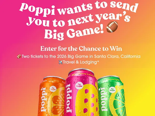 Poppi Big Game Sweepstakes: Win a Trip to the 2026 NFL Super Bowl!