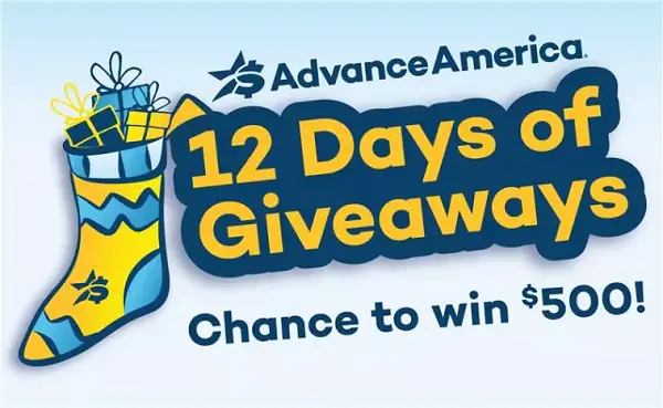 Advance America’s 12 Days of Holiday Giveaways: Win $500 Gift Cards! (Daily 2 Winners)