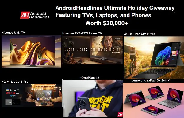 Android Headlines Holiday Giveaway: Win Free Smart Phones, Laptops & TV