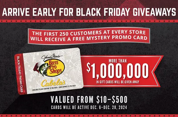 Bass Pro Black Friday Giveaway 2024: Win $1,000,000 in Free Gift Cards!