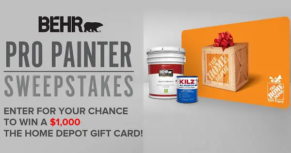 2024 Behr Pro Painter Sweepstakes: Win Free Home Depot Gift Cards (10 Winners)