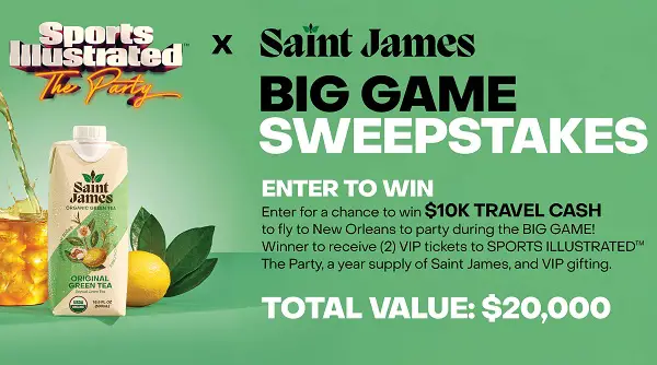 Saint James X Sports Illustrated Big Game Sweepstakes: Win $10k Travel Cash to Attend Big Game and More!