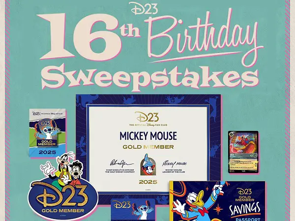 D23’s 16th Birthday Sweepstakes – Win D23 Gold Member Essential Plan! (16 Winners)