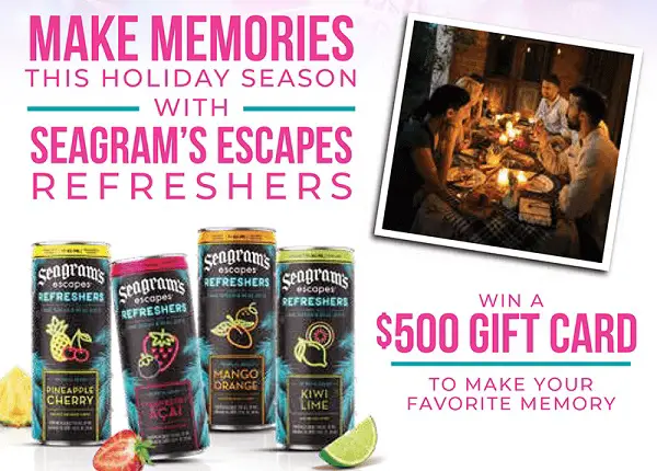 Seagram's Escapes Refresher's Holiday Sweepstakes: Win $500 Visa Gift Card! (10 Winners)