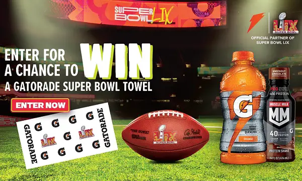 Win Gatorade Super Bowl Sideline Towel! (1300 Winners)