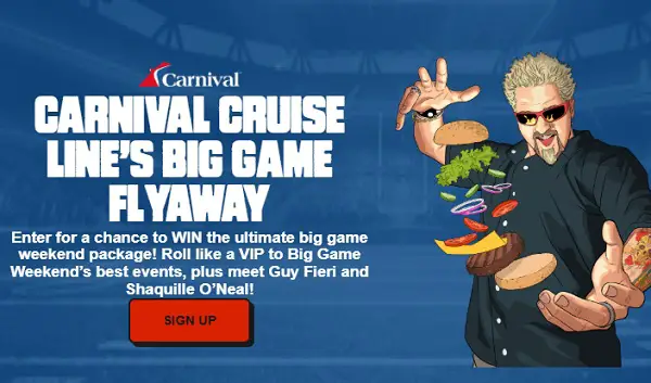 Carnival Cruise Line’s Big Game Flyaway Giveaway: Win a VIP Big Game Weekend Experience of a lifetime