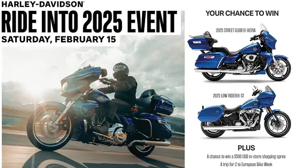 Ride into 2025 Sweepstakes: Win 2025 Street Glide Ultra or 2025 Low Riderst!