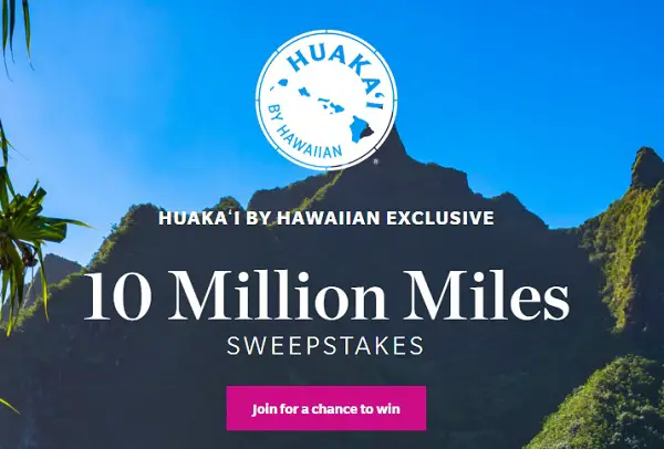 Hawaiian Airlines 10 Million Miles Sweepstakes: Win 365,000 Hawaiian Miles! (30 Winners)