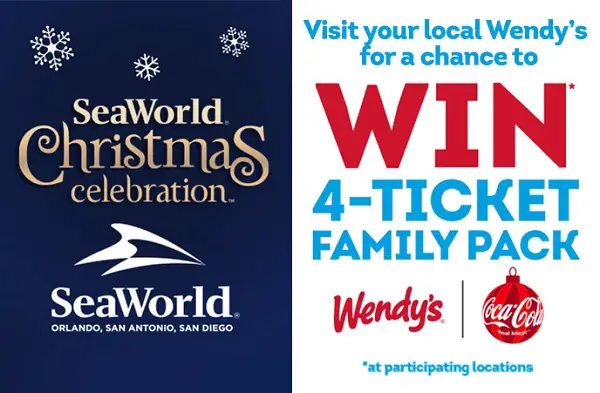 Coca-Cola Holiday Sweepstakes at Wendy’s – Win a Family Adventure to United Parks & Resorts! (200 Winners)