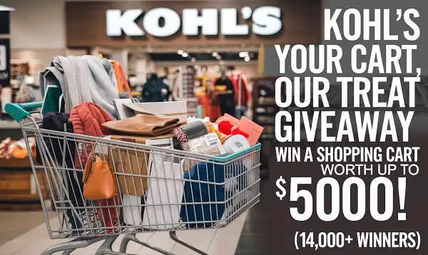 Kohl’s Your Cart, Our Treat Giveaway: Win 4 Free Shopping Cart Per Store! (Over 14000 Prizes)