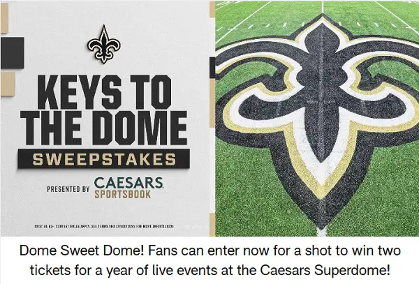 New Orleans Saints Ticket Giveaway: Win Tickets for a Year to Live Event at Caesars Superdome