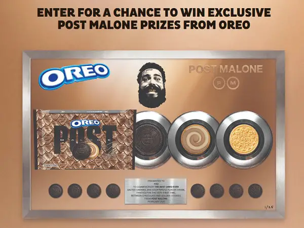 Oreo Post Malone National Sweepstakes: Win a Trip to Attend Post Malone Concert! (10 Winners)