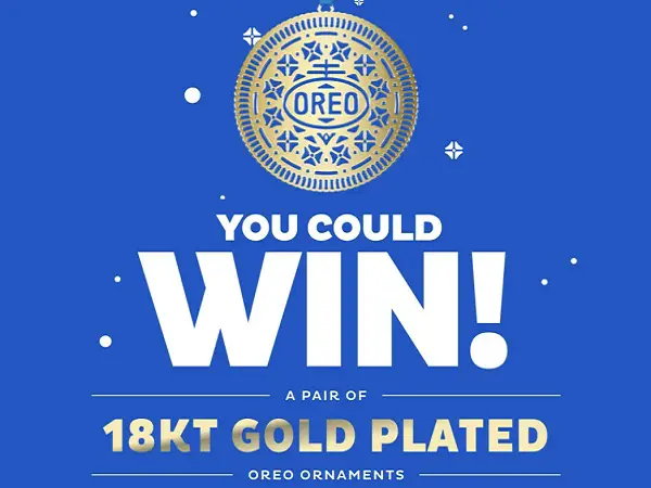 Oreo 18K Gold Plated Ornaments Giveaway (200 Winners)